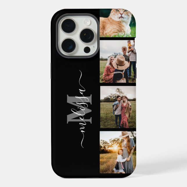 Personalised Photo Collage Monogram iPhone Case (Back)