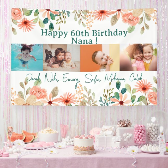 Personalised Photo Collage Nana Grandma's Birthday Banner (Party)