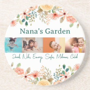 Personalised Photo Collage Nana Grandma's Garden  Coaster
