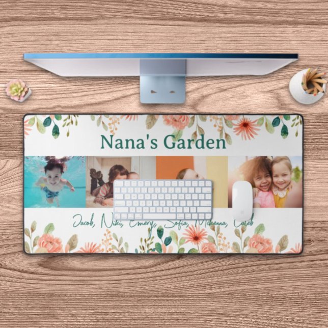Personalised Photo Collage Nana Grandma's Garden  Desk Mat (Personalized Photo Collage Nana Grandma's Garden Desk Mat)