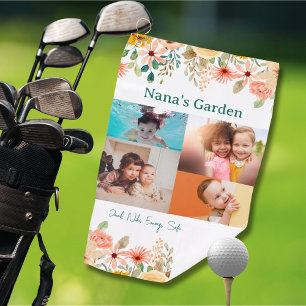 Personalised Photo Collage Nana Grandma's Garden Golf Towel