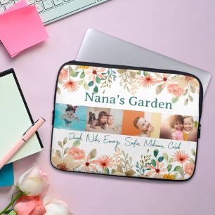 Personalised Photo Collage Nana Grandma's Garden Laptop Sleeve