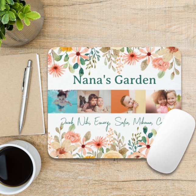 Personalised Photo Collage Nana Grandma's Garden  Mouse Mat (Personalized Photo Collage Nana Grandma's Garden Mouse Pad)