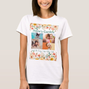 Personalised Photo Collage Nana Grandma's Garden T-Shirt