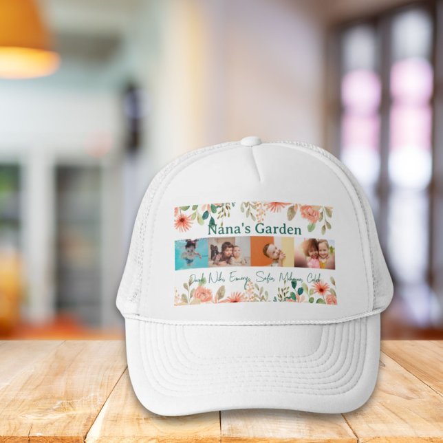 Personalised Photo Collage Nana Grandma's Garden  Trucker Hat (Personalized Photo Collage Nana Grandma's Garden Trucker Hat)