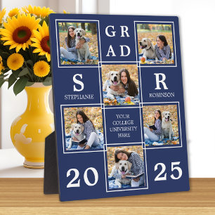 Personalised Photo Collage Navy Blue Graduation Plaque