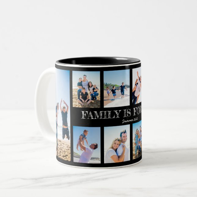 Personalised photo collage of 10 photos  Two-Tone coffee mug (Front Left)