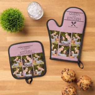 Personalised Photo Collage Oven Mitt & Pot Holder Set