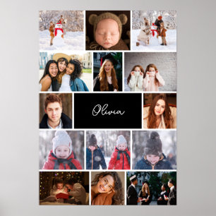 Personalised Photo Collage Poster with Name