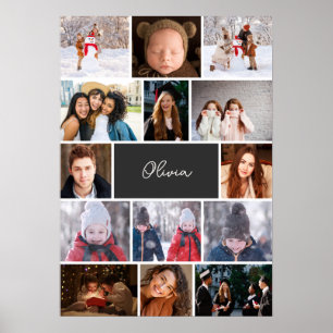 Personalised Photo Collage Poster with Name