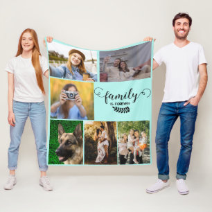 Personalised Photo Collage, Sweet Happy  Family Fleece Blanket