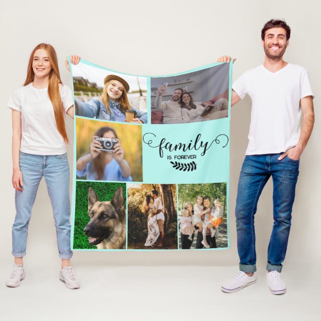 Personalised Photo Collage, Sweet Happy  Family Fleece Blanket (In Situ)