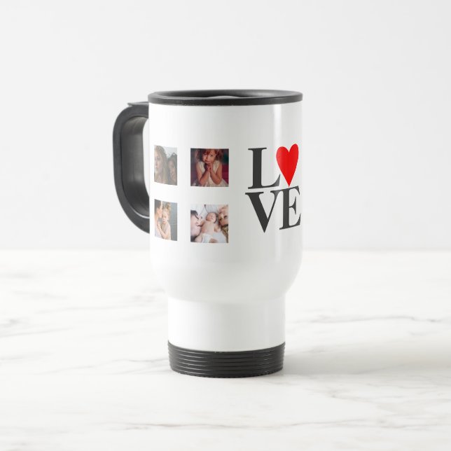 Personalised Photo Collage Template LOVE Gift Travel Mug (Front Left)