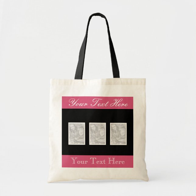 Personalised photo collage tote bag for 3 images (Front)