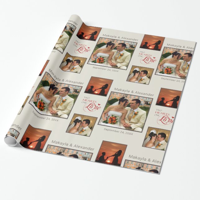 Personalised Photo Collage Wrapping Paper (Unrolled)