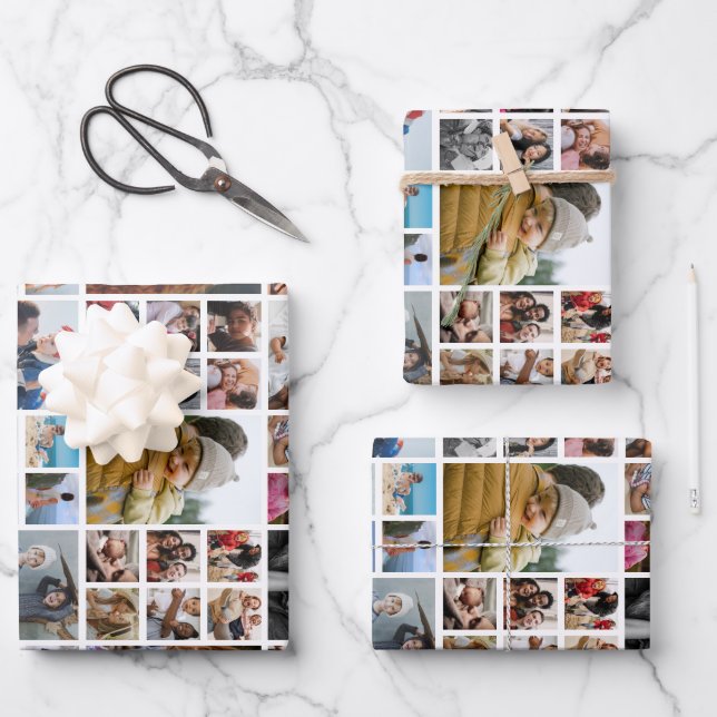 Personalised Photo Collage Wrapping Paper Sheet (Front)