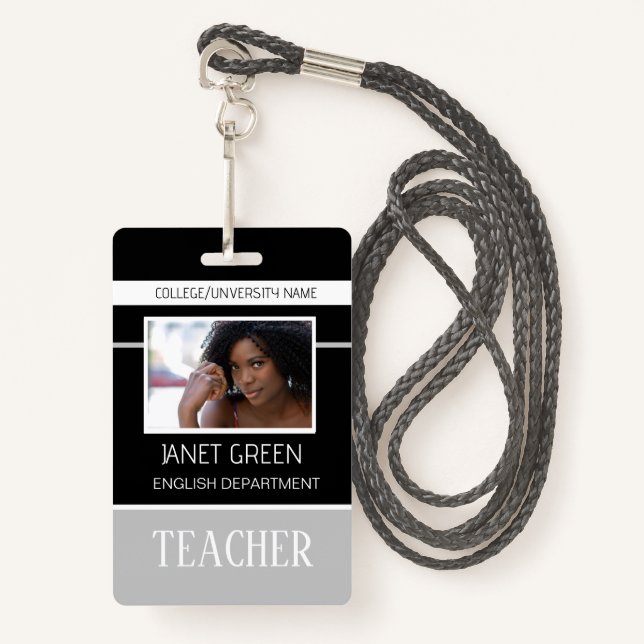 Personalised Photo College University Teacher ID  ID Badge (Front with Lanyard)