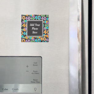 Personalised Photo Colourful 40th Birthday Magnet