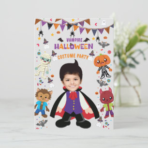 Personalised Photo Costume Party Halloween Kids  Invitation