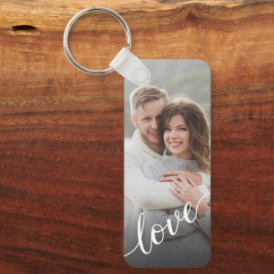 Personalised Photo Couple Love Script Key Ring