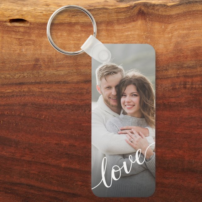 Personalised Photo Couple Love Script Key Ring (Front)