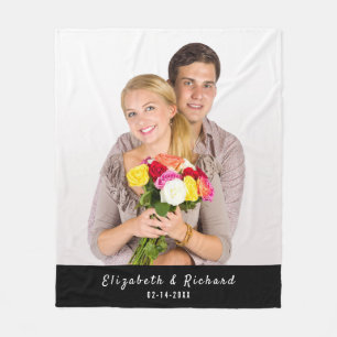 Personalised Photo Couples Custom Text Fleece Blanket