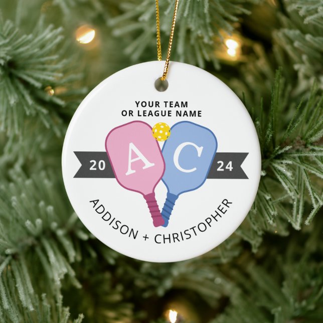 Personalised Photo Couples Pickleball Ornament (Tree)