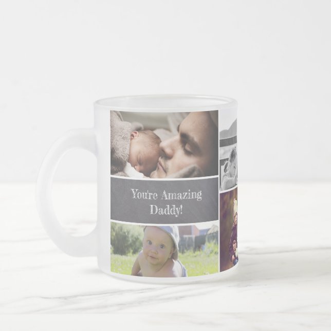 Personalised, Photo Custom Daddy Father's Day Frosted Glass Coffee Mug (Left)