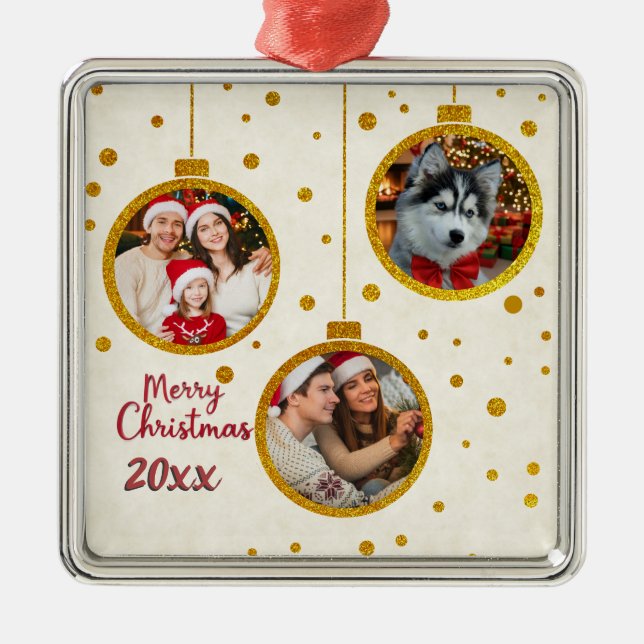 Personalised Photo - Custom Family Holiday Decor Metal Tree Decoration (Front)
