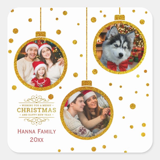 Personalised Photo - Custom Family Holiday Square Sticker (Front)