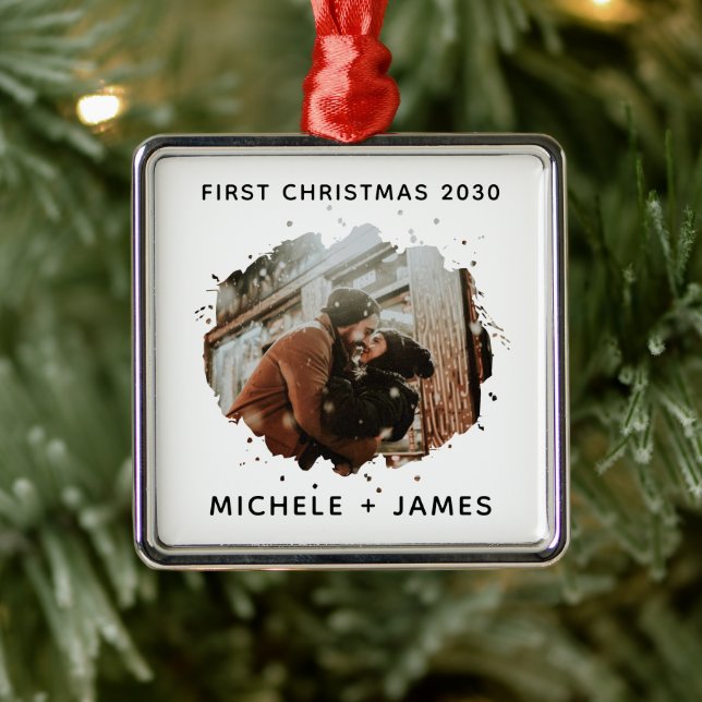 Personalised Photo Custom First Christmas Metal Tree Decoration (Tree)