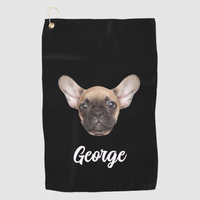 Personalised Photo Custom Pet Dog Cat Face Golfer Golf Towel (Front)
