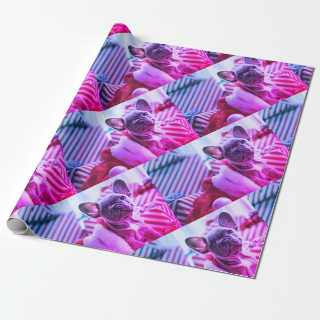 Personalised Photo Custom Purple Pink Wrapping Paper (Unrolled)