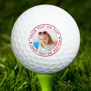 Personalised Photo Custom Red Text Golf Balls
