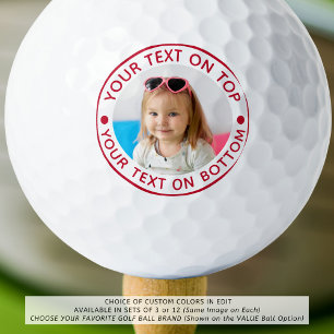 Personalised Photo Custom Red Text Golf Balls