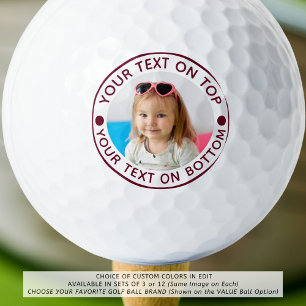 Personalised Photo Custom Text and Colour Golf Balls
