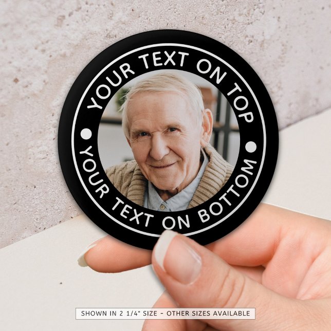 Personalised Photo Custom Text Colours Minimalist 6 Cm Round Badge (Creator Uploaded)