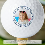 Personalised Photo Custom Text Golf Balls<br><div class="desc">Create unique, personalised golf balls with your photo and custom text in your choice of text, dot and circle frame colours (shown in blue) for the golf enthusiast you know. ASSISTANCE: For help with design modification or personalisation, colour change, transferring the design to another product or you would like coordinating...</div>