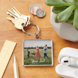 Personalised Photo & Custom Text Template Key Ring