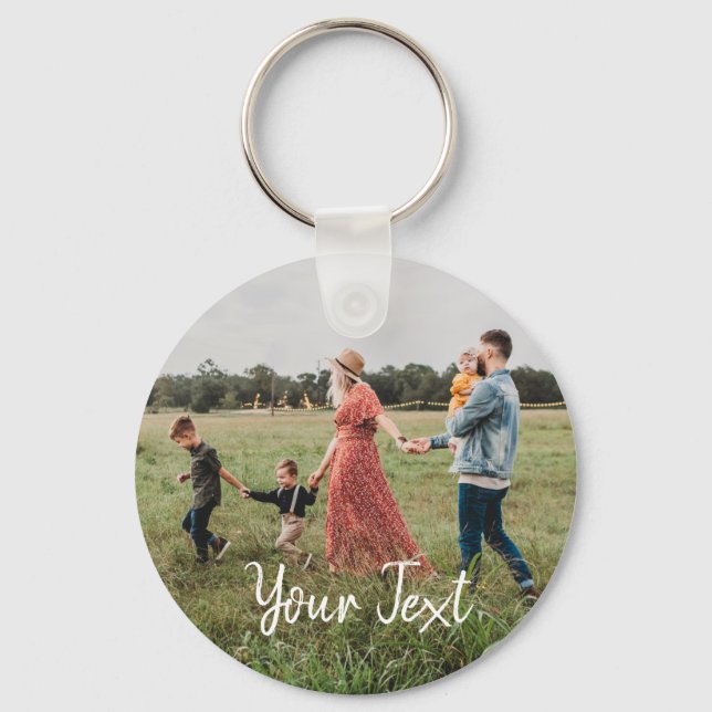 Personalised Photo & Custom Text Template  Key Ring (Front)