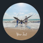 Personalised Photo & Custom Text Template  Large Clock<br><div class="desc">Create your own one of a kind design with your own personalised photos and custom text. Use your own photos and text to make it your own. Ideal photo and text template for Mother's day gifts, Father's day gifts, business products, company merchandise, corporate and office decor, home decor, memorial, pets,...</div>