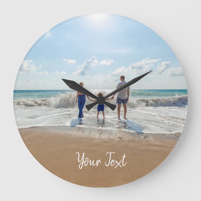 Personalised Photo & Custom Text Template  Large Clock (Front)