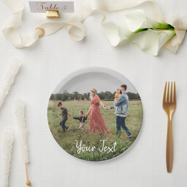 Personalised Photo & Custom Text Template Paper Plate (Wedding)