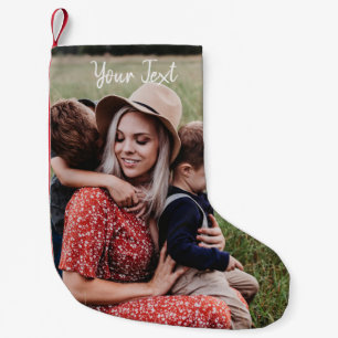 Personalised Photo & Custom Text Template Small Christmas Stocking
