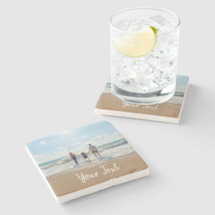 Personalised Photo & Custom Text Template Stone Coaster