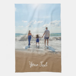 Personalised Photo & Custom Text Template Tea Towel