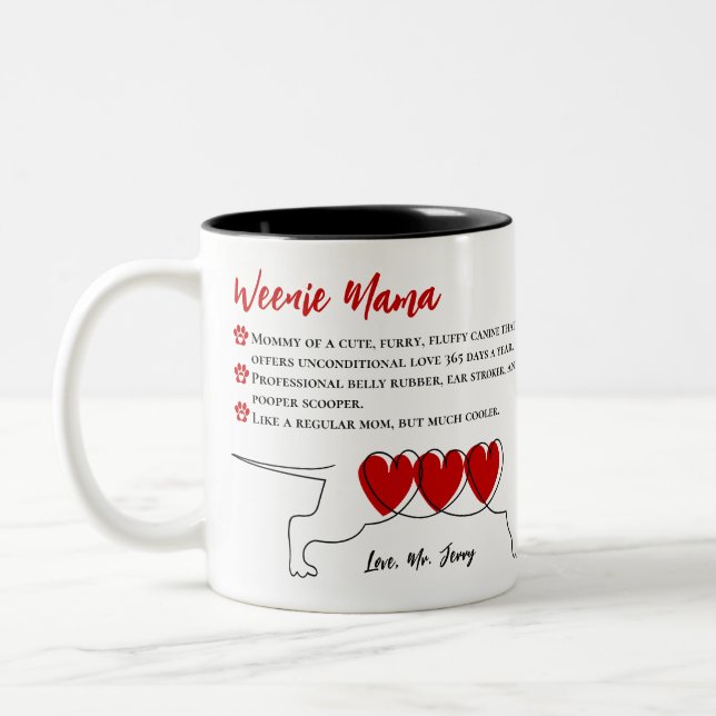 Personalised Photo Dachshund Doxie Mum Definition Two-Tone Coffee Mug (Left)
