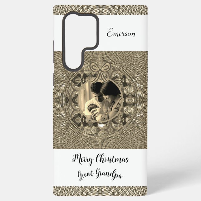 Personalised Photo Date Baby's First Christmas Samsung Galaxy S22 Ultra Case (Back)