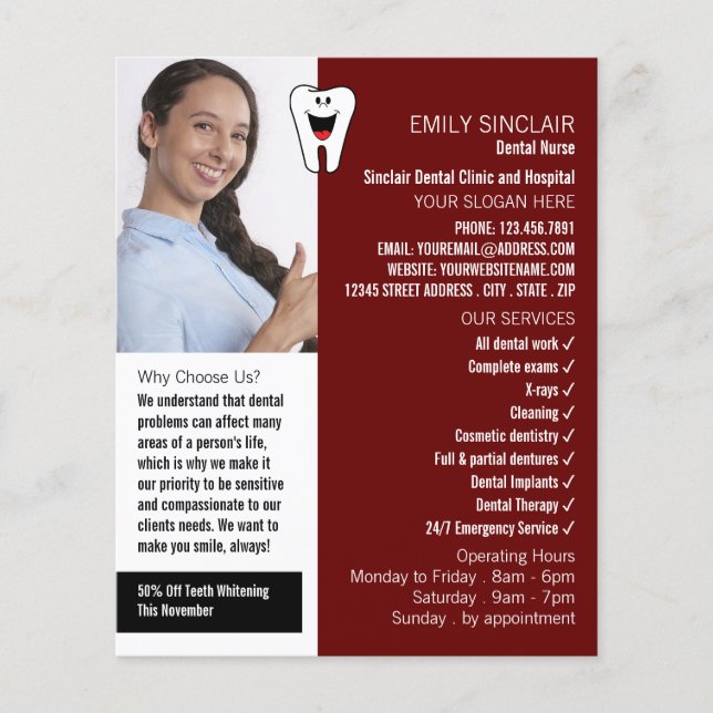 Personalised Photo, Dentistry, Dentist Advertising Flyer (Front)