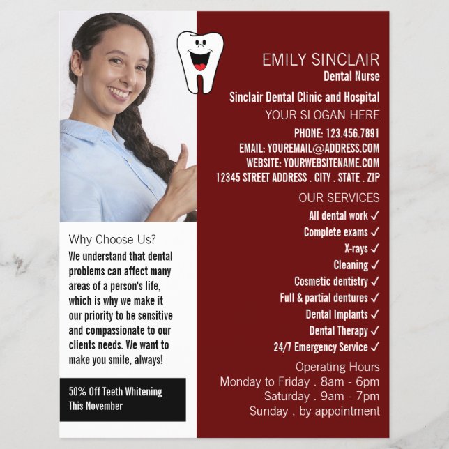 Personalised Photo, Dentistry, Dentist Advertising Flyer (Front)